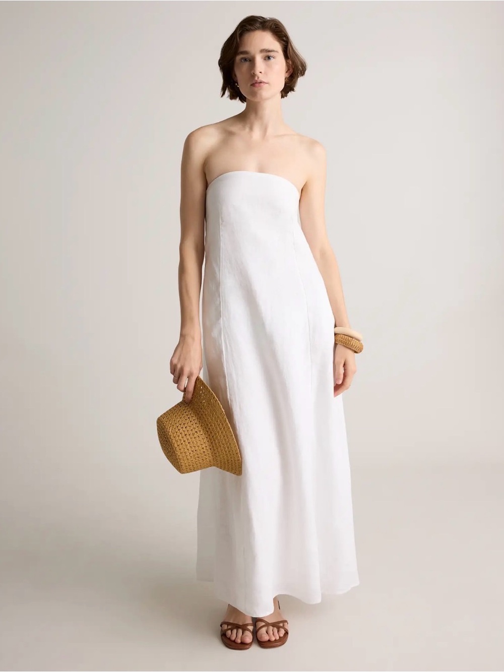Quince 100% European Linen Strapless Maxi Dress